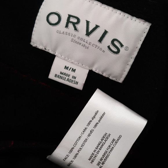 ORVIS Flannel Shirt Jacket Classic Collection Buffalo Plaid Fleece Red Black M - Picture 10 of 10